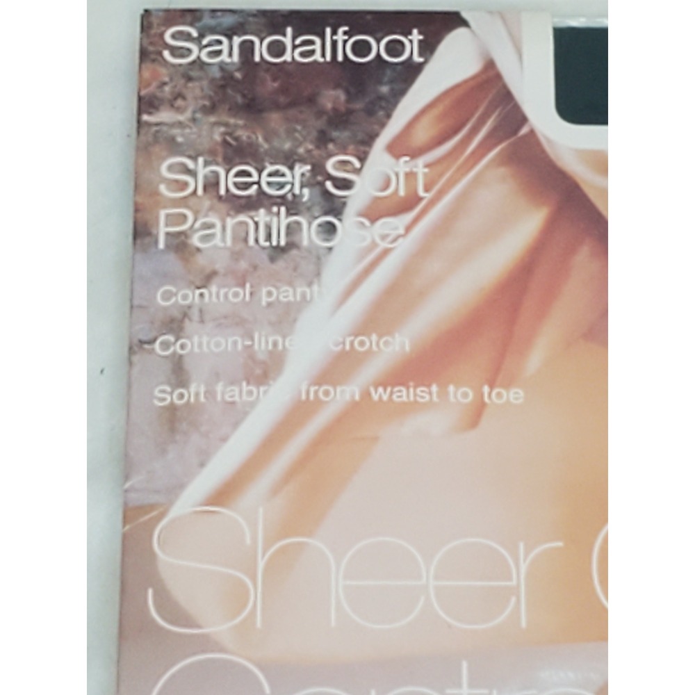 JCPenney Sheer Caress Control‎ Top Pantyhose Sandalfoot Dark Hunter Green Short - Picture 4 of 5